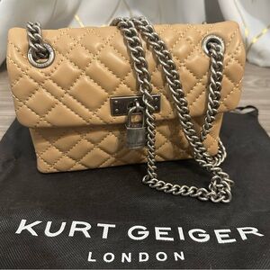 Kurt Geiger Mini Brixton Diamond Quilted Leather Pad Lock Shoulder Bag